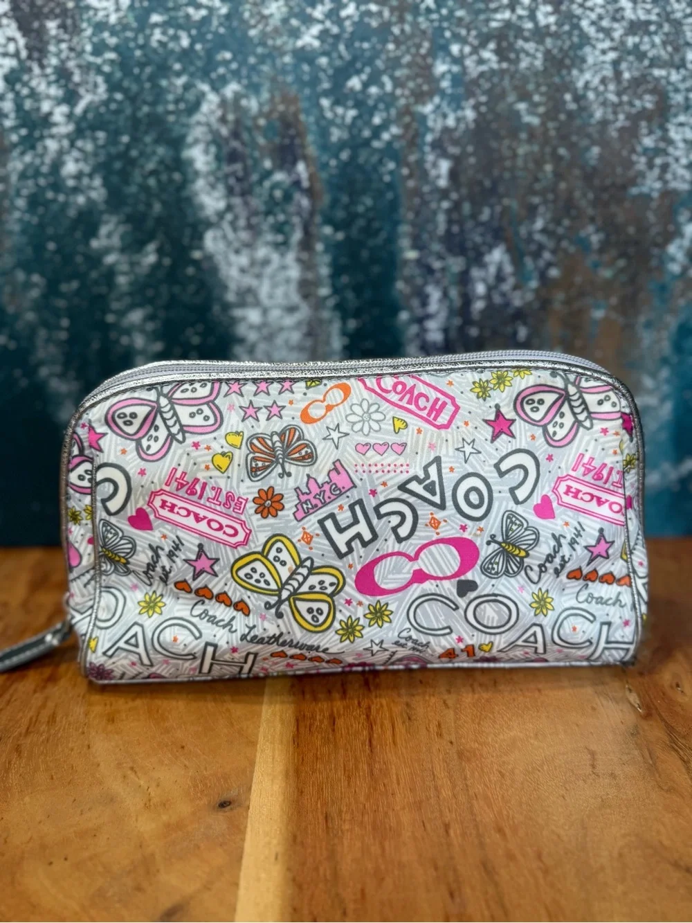 Coach Y2K 2010 Rare Highly Collectible Poppy Graffiti Butterfly Cosmetic Case